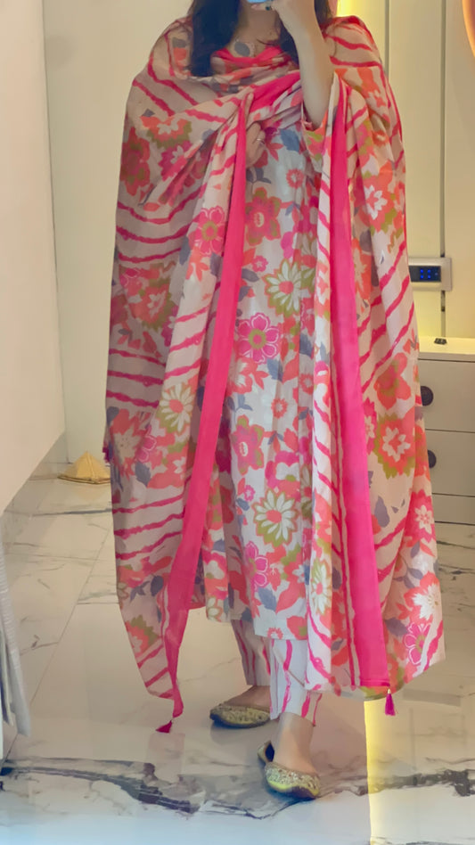 Pure Premium Pink A- Line kurta set with Dupatta(36 to 50)
