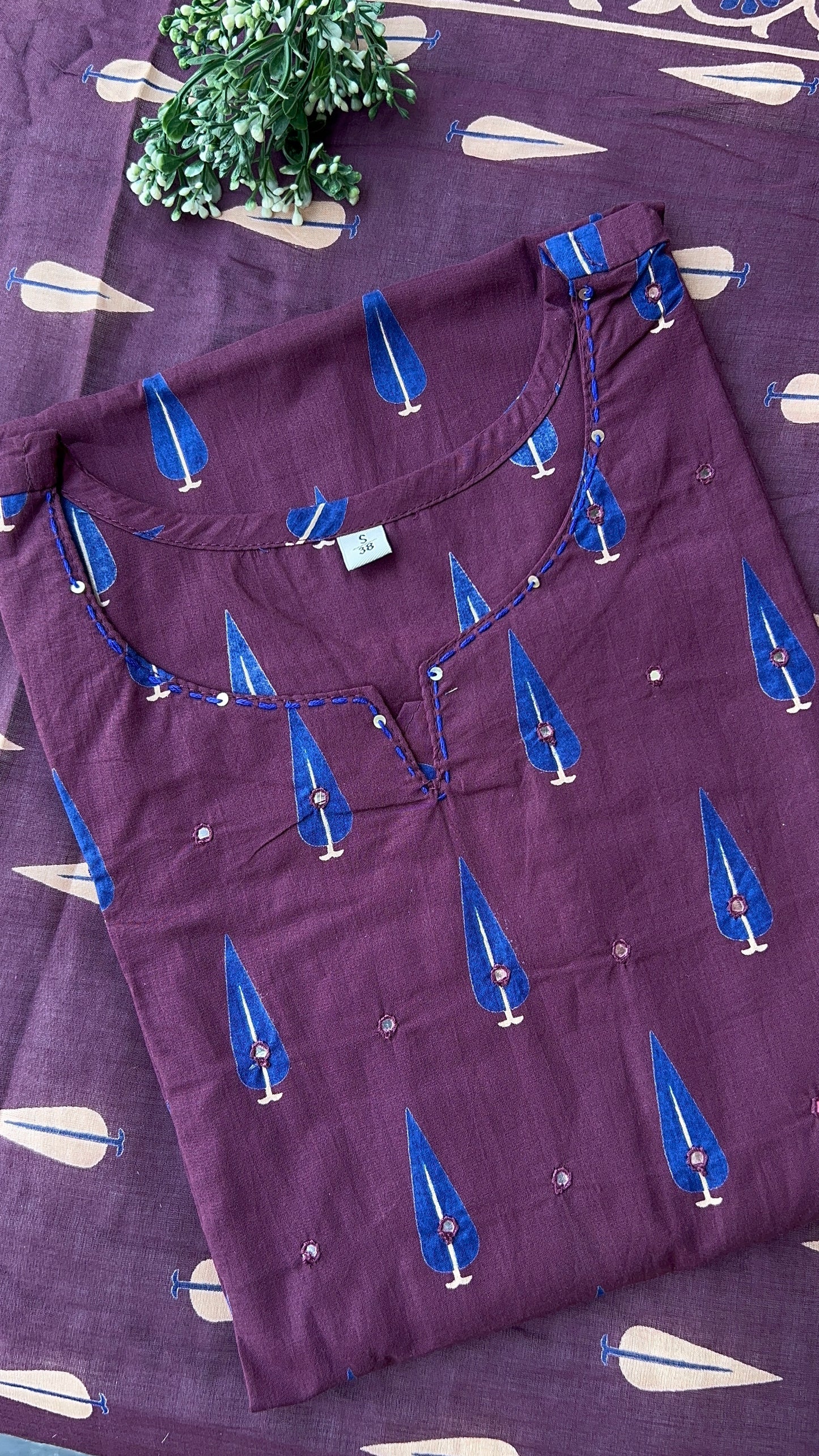 VGANG Wine Straight Cotton Kurta Set with Dupatta for Women’s(38 to 52)
