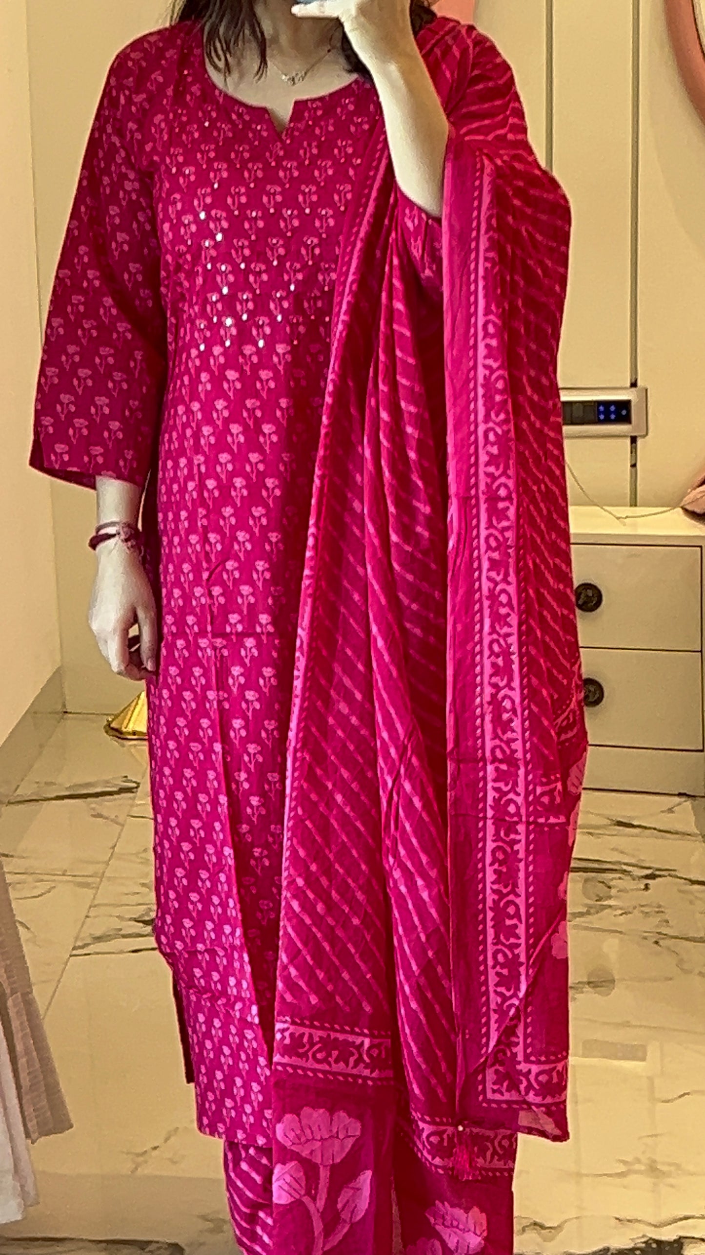 Pure Premium Pink Cotton Kurta Set with Dupatta (38 to 52)