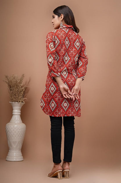 Rust printed Short kurti