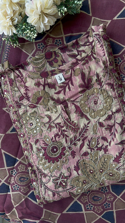 women's Grey Cotton Kurta set with Dupatta (38 to 52)| VGANG