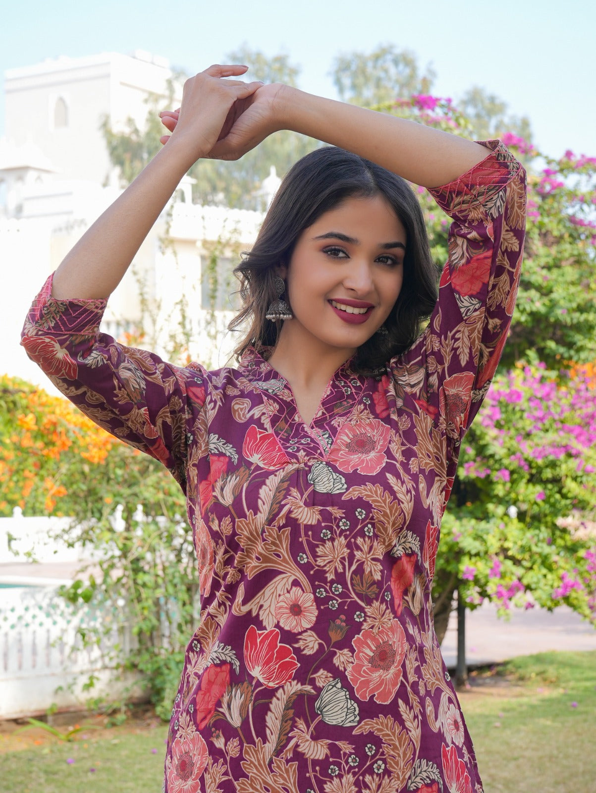 Pink V- Neck kurti