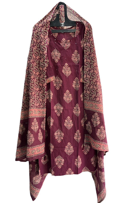 Pure Premium Maroon kurta Set with Dupatta