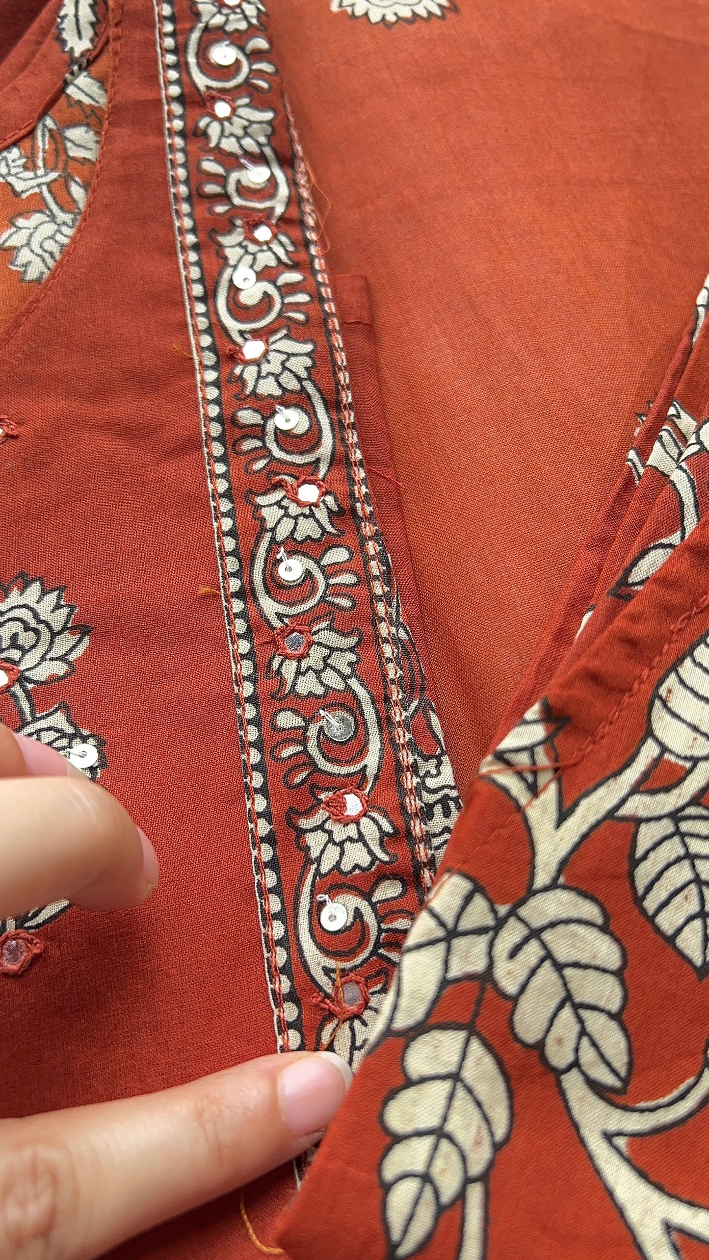 Women’s Rust Cotton Butti Print Cotton Kurta Set with Dupatta (38 to 52)| VGANG