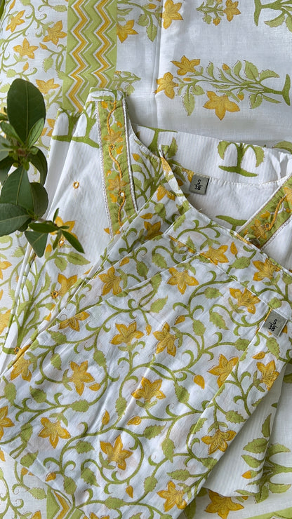 Pure Premium OFF WHITE Cotton Kurta Set with Dupatta (38 to 52)