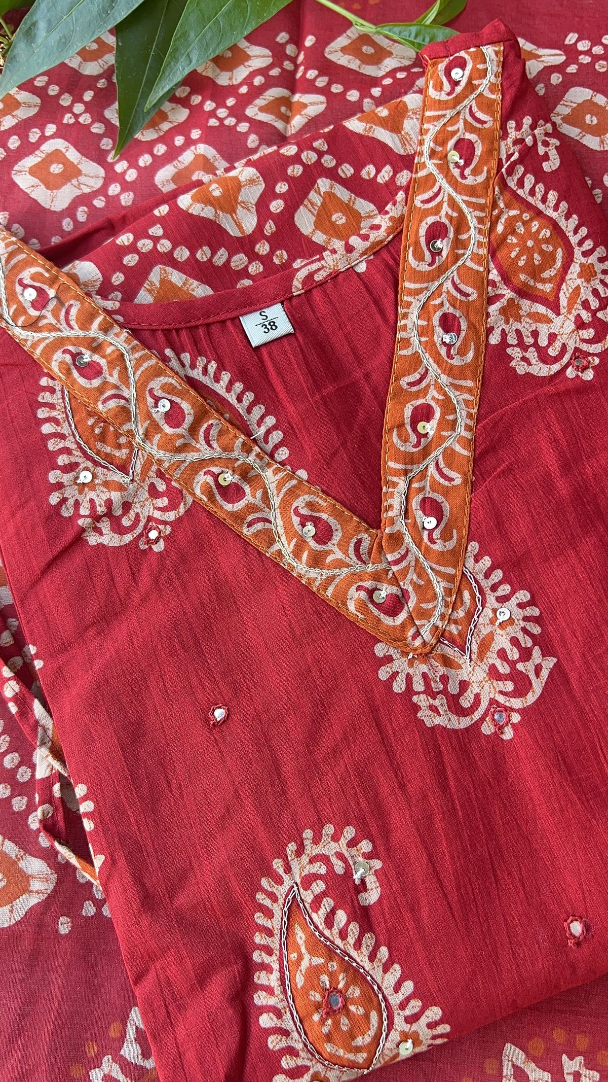 Maroon Block Print kurta set with Dupatta (38 to 52)