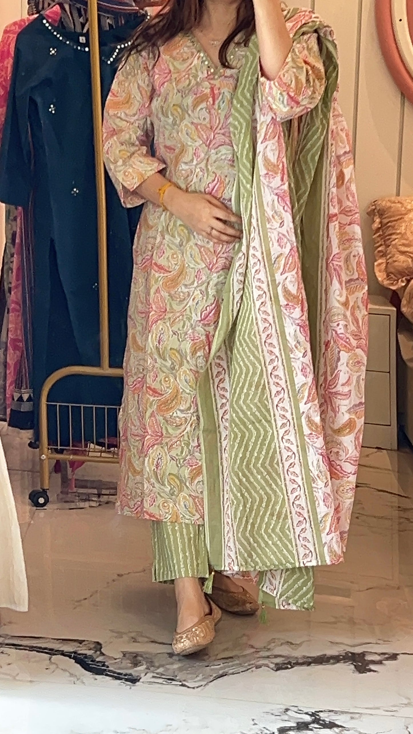 VGANG Women’s Kalam Kari Cotton kurta Set with Dupatta (38 to 52)