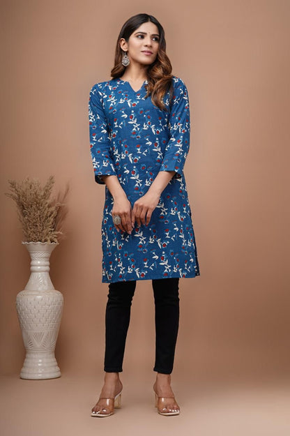 Blue Hand Block Print kurti