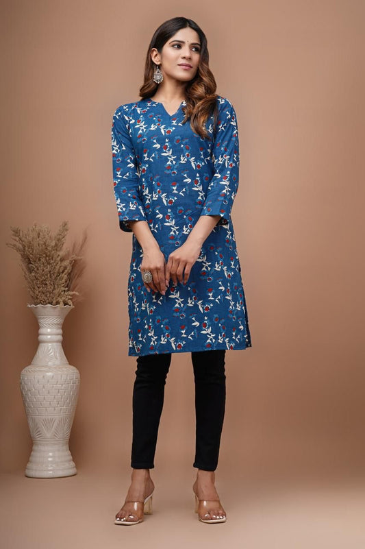 Blue Hand Block Print kurti