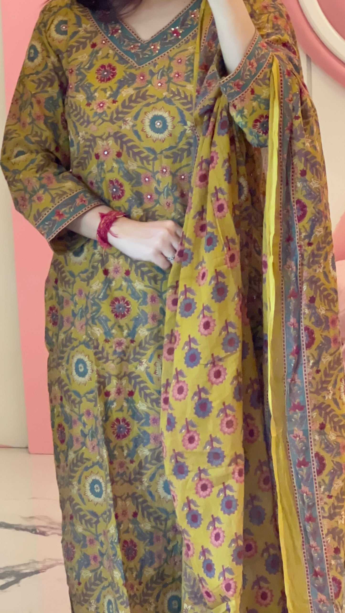 Pure Premium Mustard yellow kurta set with Dupatta (38 to 52)