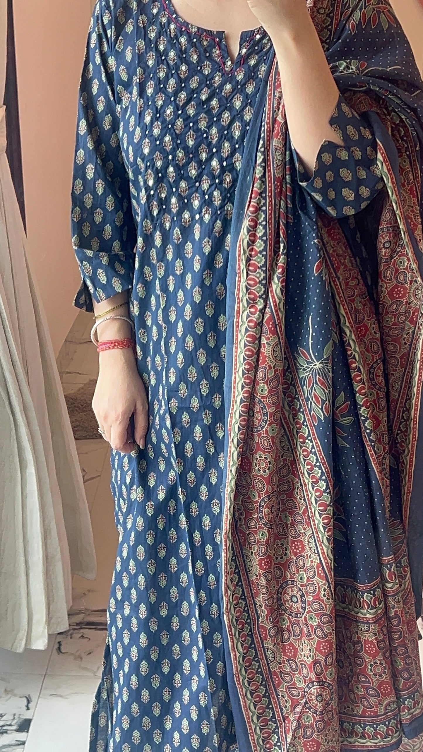 Royal blue kurta set with Dupatta