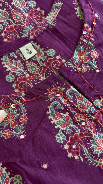 Pure Premium Purple  Straight Cotton kurta set with Dupatta (38 to 52)