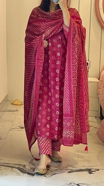 Pure Premium Pink Cotton Kurta Set with Dupatta (38 to 52)
