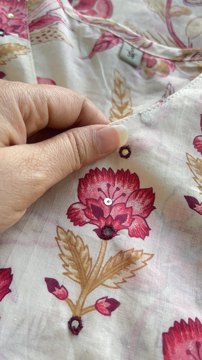 Women Off White Aline Cotton Kurta set with Dupatta | 38 to 52| daily wear