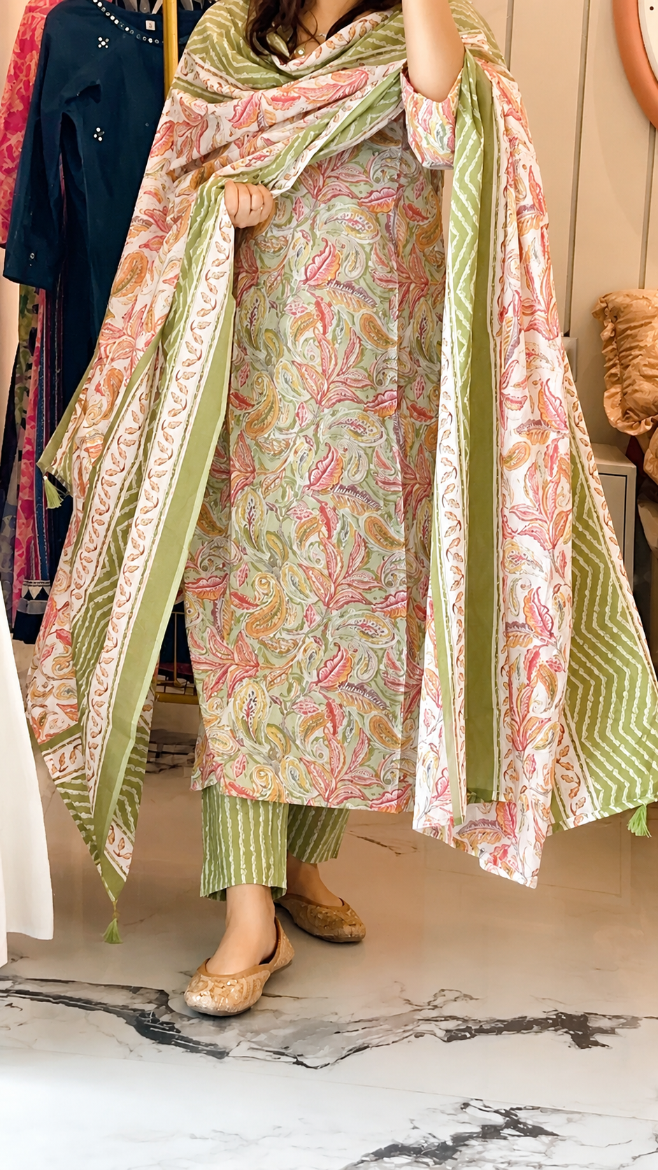 VGANG Women’s Kalam Kari Cotton kurta Set with Dupatta (38 to 52)