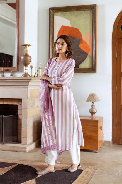 Pure Premium Linen kurta set with dupatta