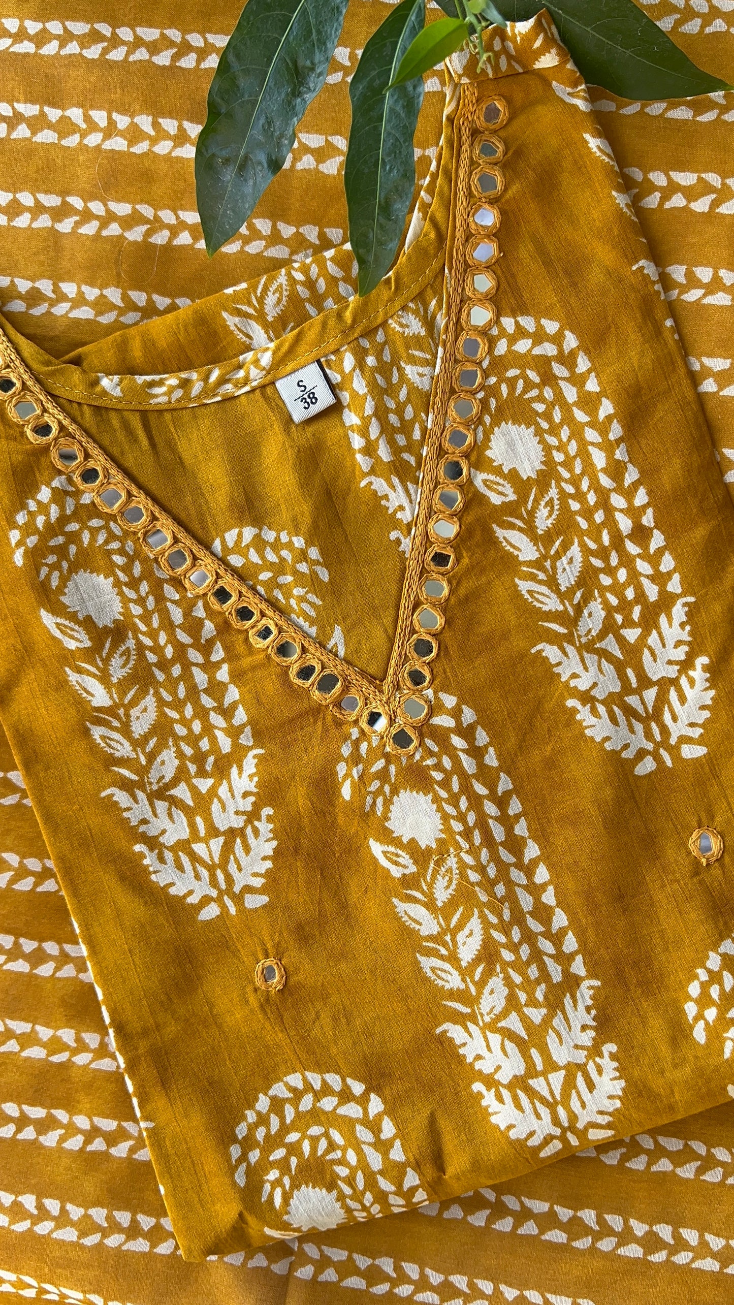 VGANG Mustard yellow cotton kurta set with dupatta (38 to 52)