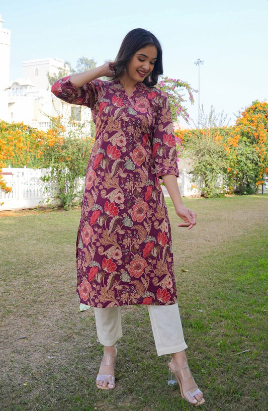 Pink V- Neck kurti