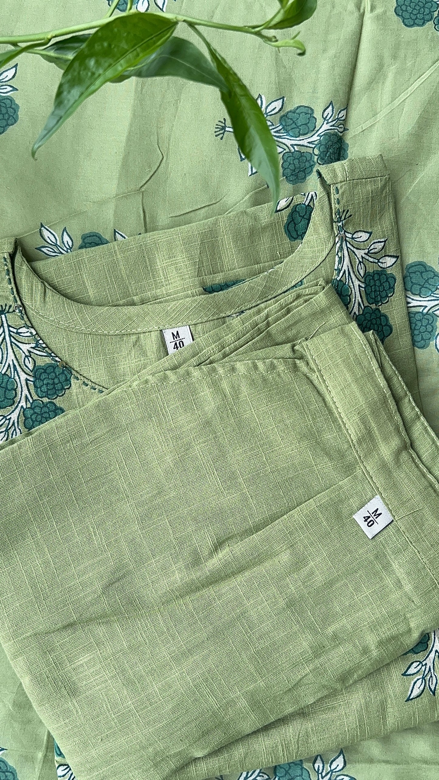 Women’s Pista Green Aline Cotton kurta set with Dupatta (38 to 52)