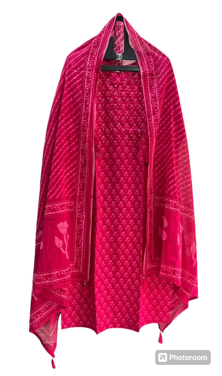 Pure Premium Pink Cotton Kurta Set with Dupatta (38 to 52)