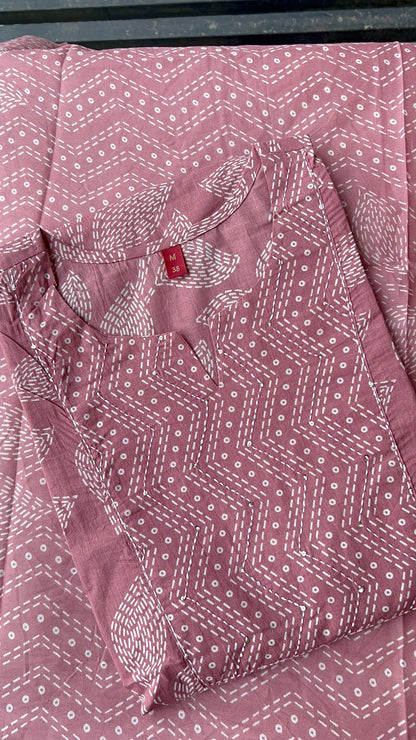 VGANG Onion Pink Cotton Kurta Set with Dupatta (38 to 52)