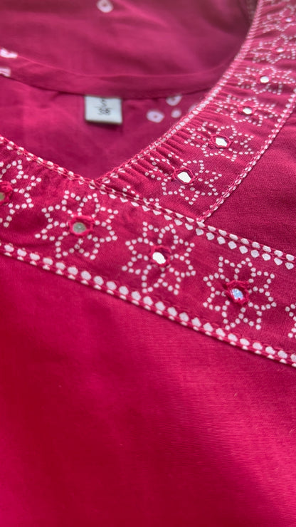 Women’s Dark Pink a cotton Kurta Set with Dupatta (38 to 46)