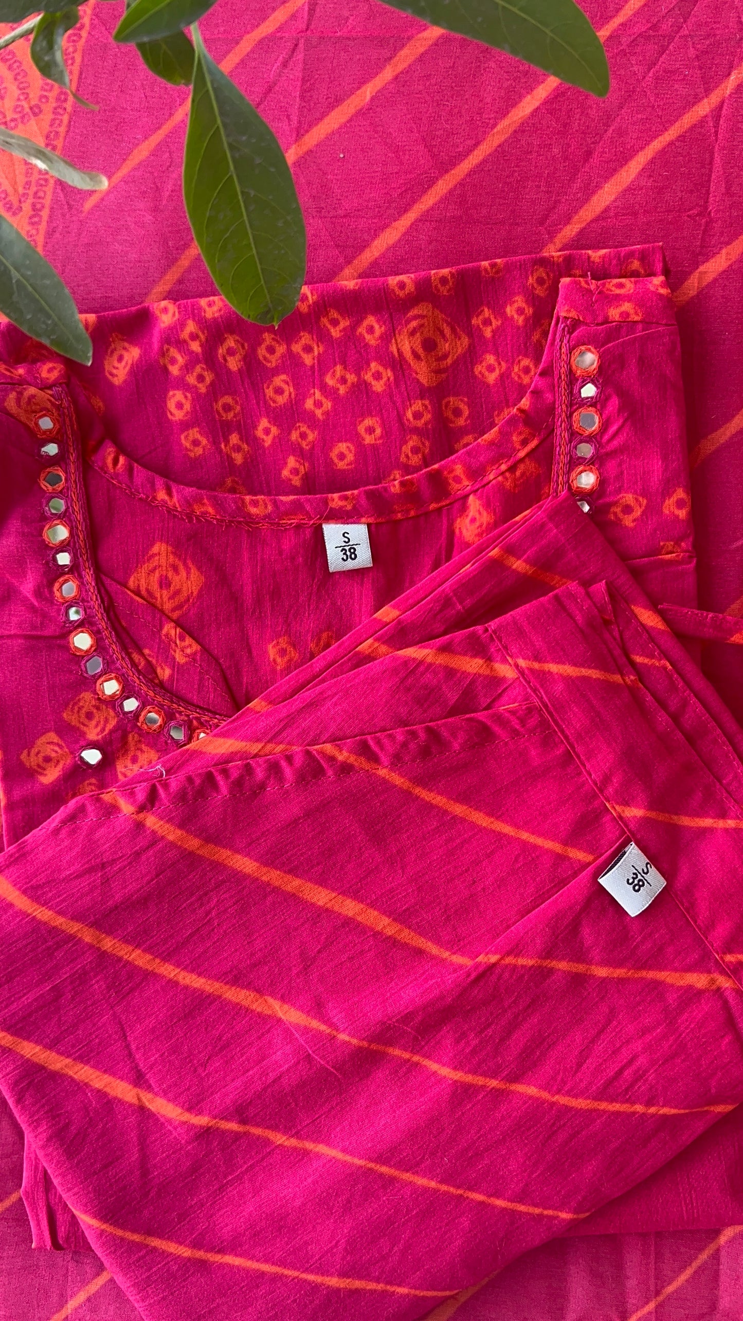 Women’s Pink Cotton Kurta set with Dupatta (38 to 46)