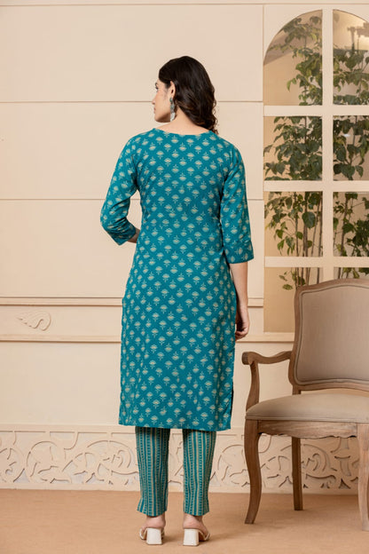 Teal Blue Kurta Set with Duptta