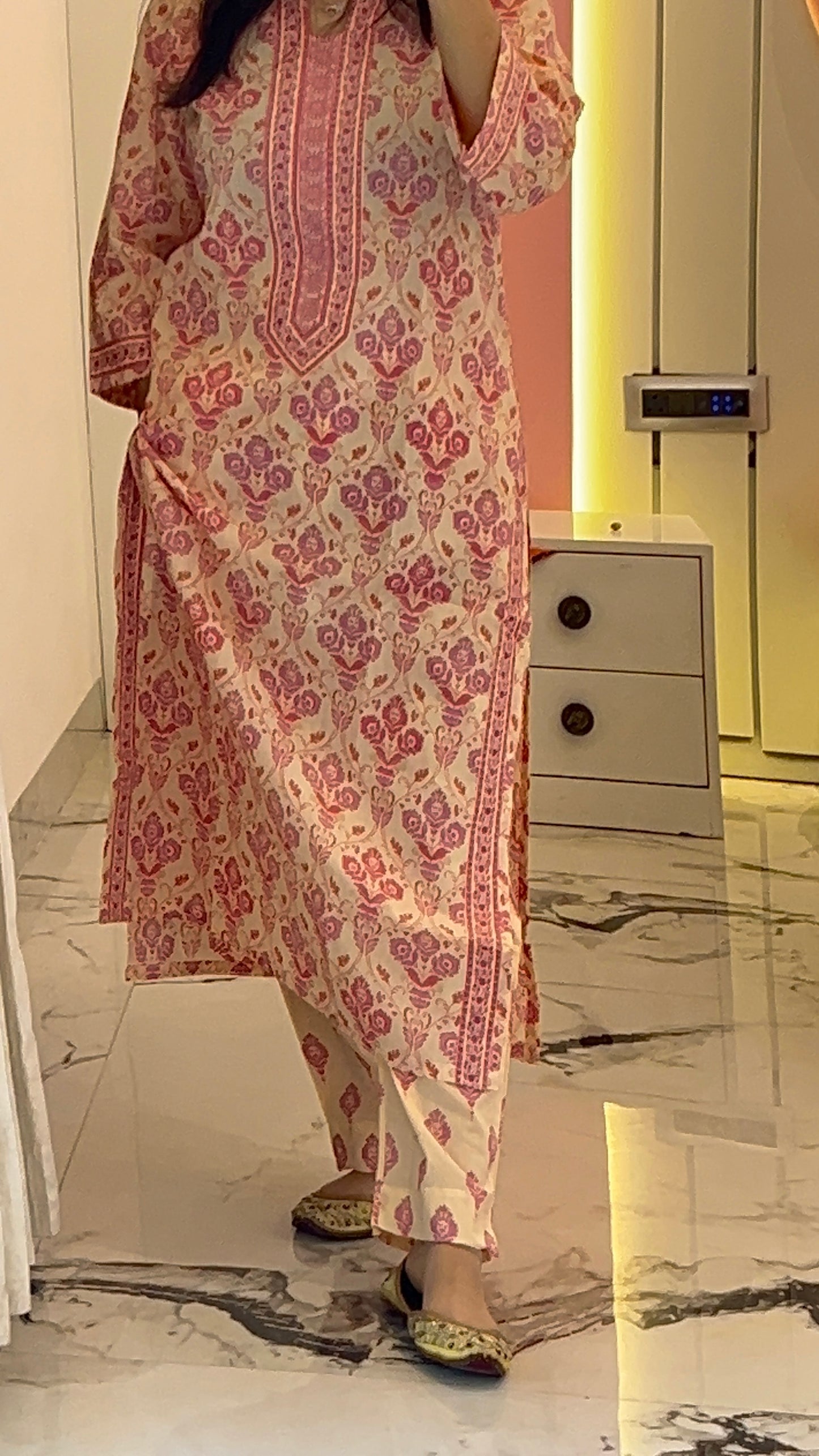 Pure premium Peach Cotton kurta set with Dupatta (38 to 50)
