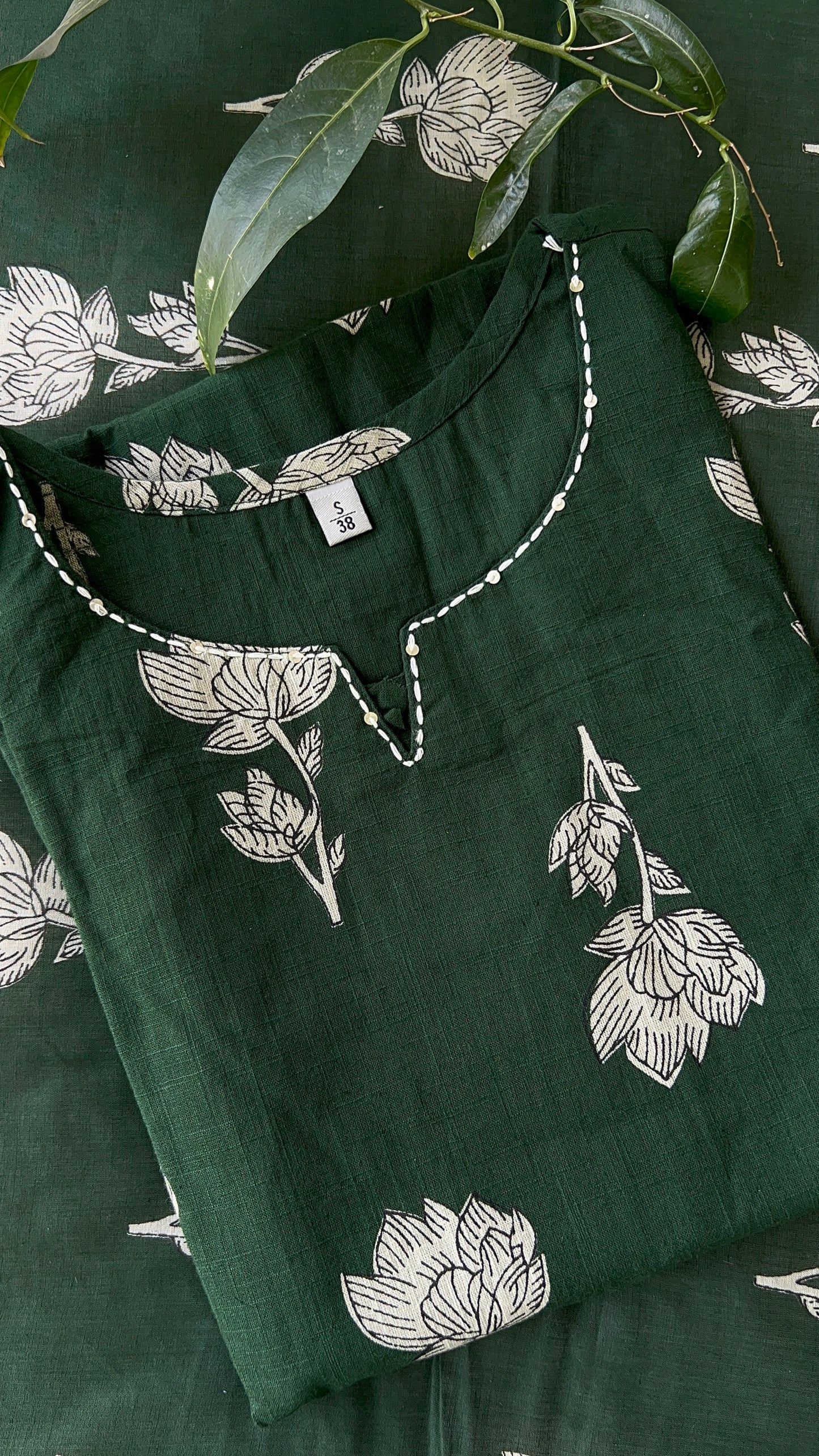 VGANG Bottle Green Aline Cotton kurta set with Dupatta(38 to 52)