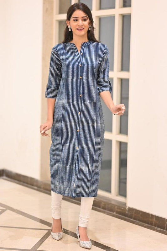 Blue strip long kurti