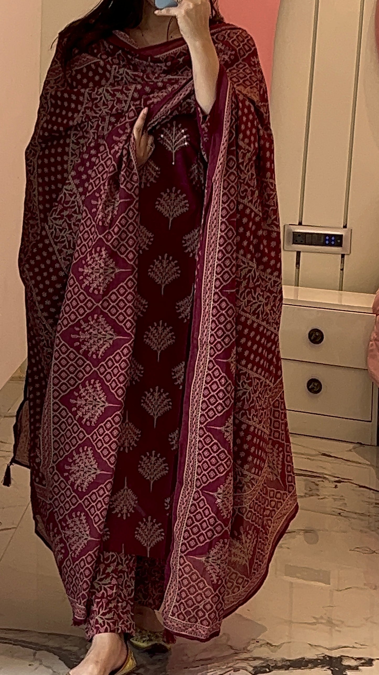 Pure Premium Maroon Straight Cotton Kurta Set with Dupatta (38 to 52)