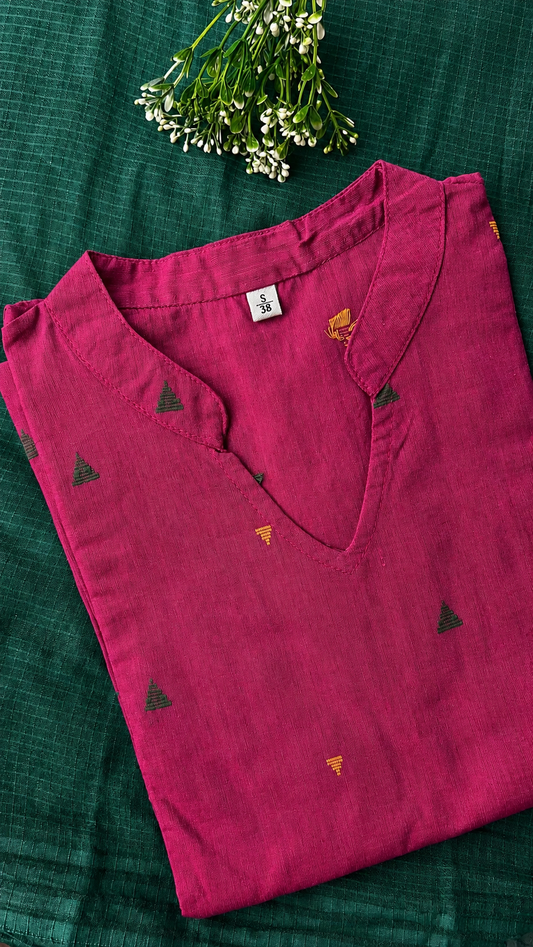 Women Wine Aline Cotton kurta Set with Dupatta (38 to 46)