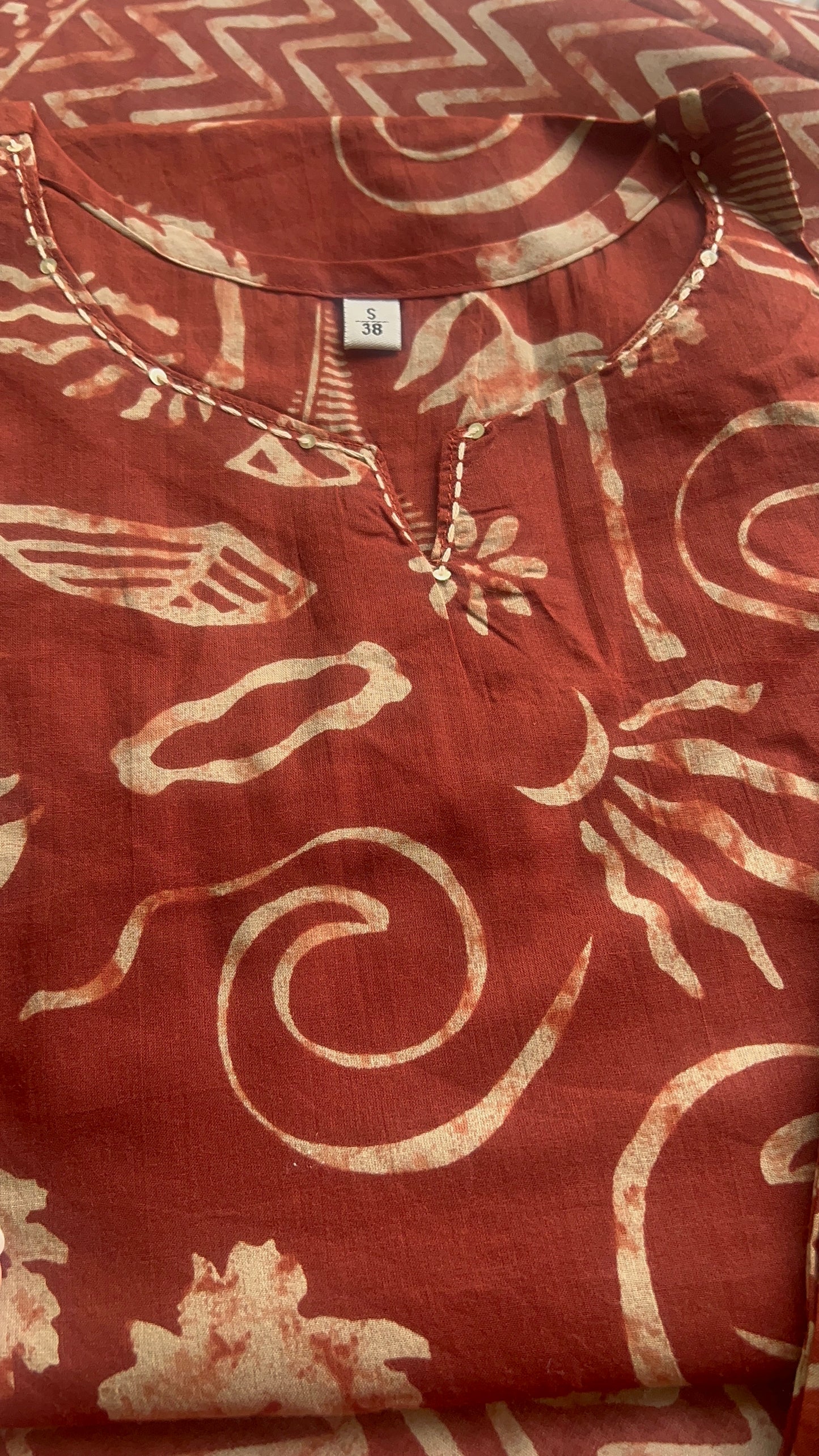 Vgang Rust cotton Kurta Set with Dupatta (38 to 52)