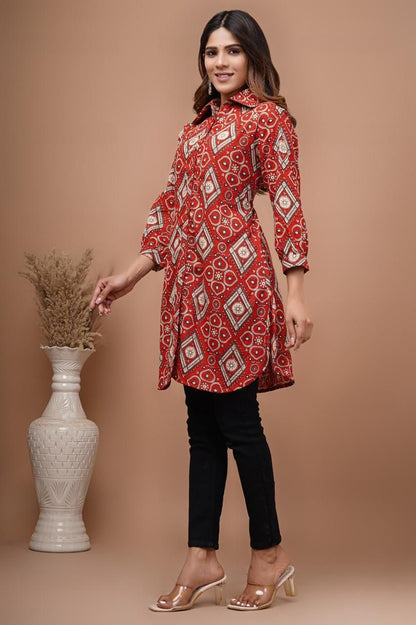 Rust printed Short kurti