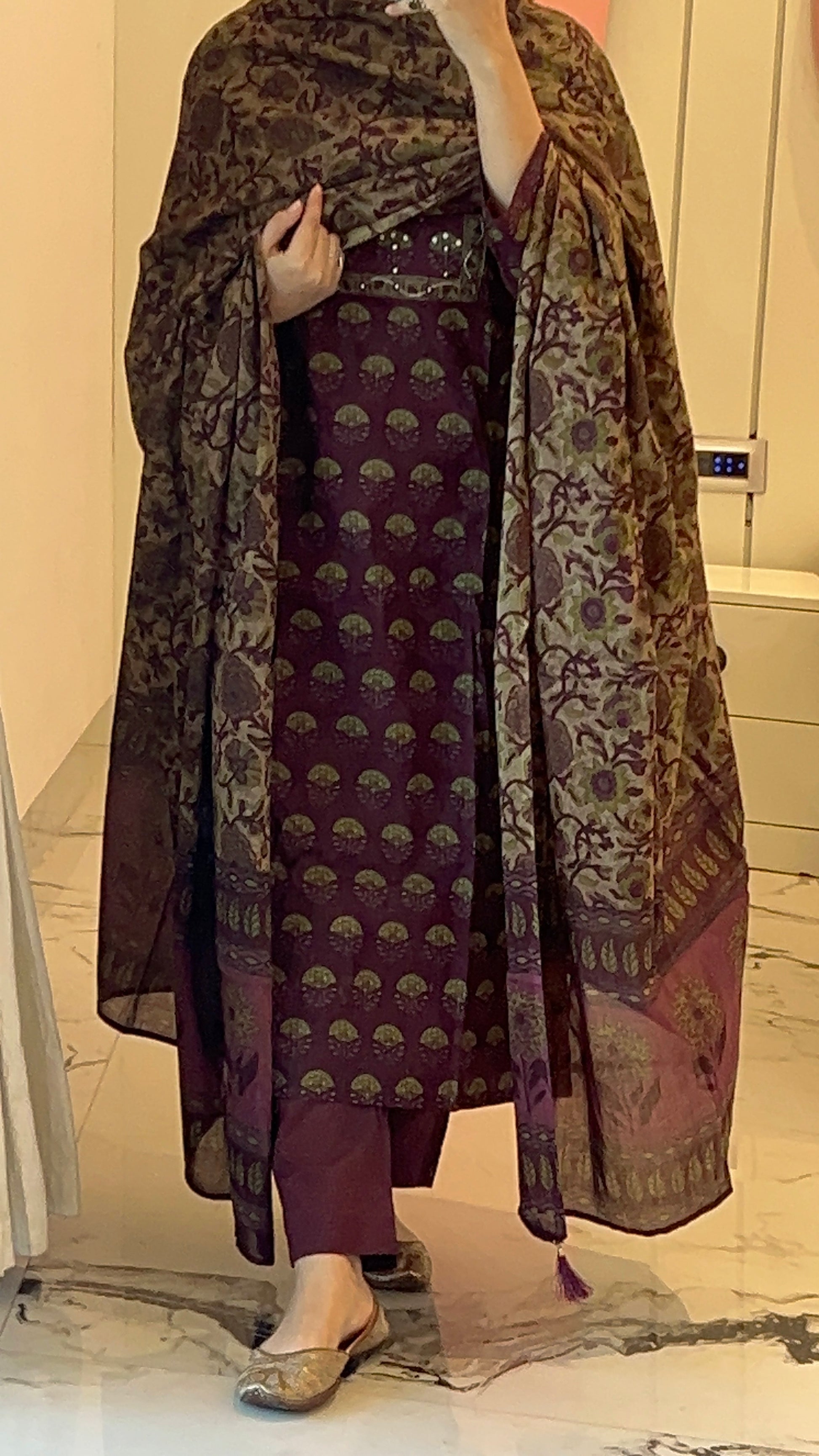 women's vgang Dark Purple Cotton Kurta set with Dupatta (38 to 52) | VGANG