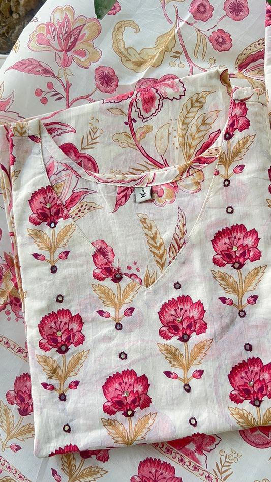 Women Off White Aline Cotton Kurta set with Dupatta | 38 to 52| daily wear