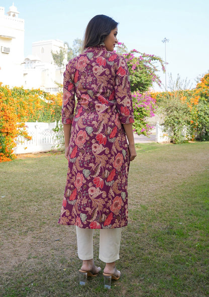 Pink V- Neck kurti