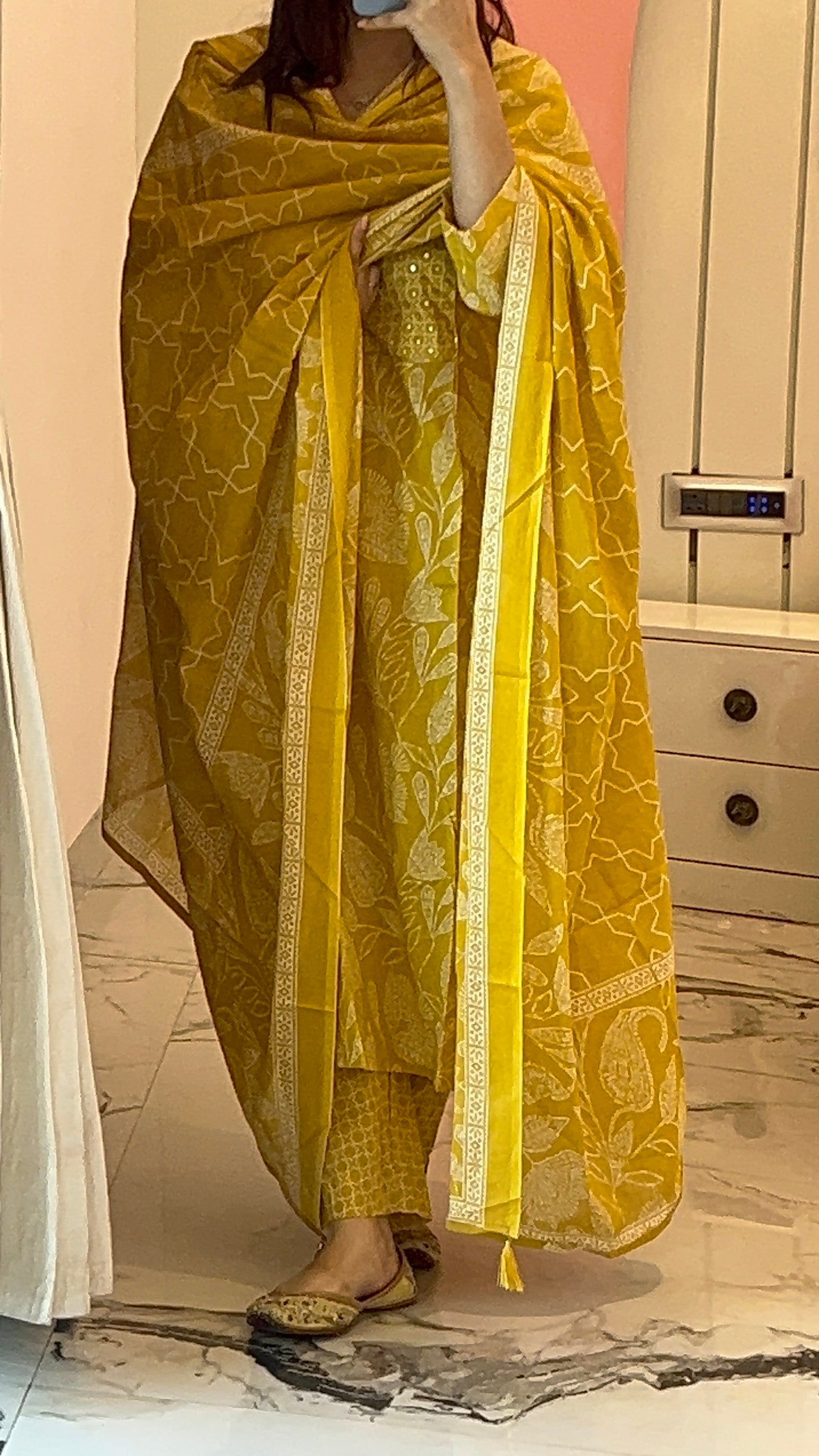 Pure Premium Yellow Cotton kurta set with Dupatta (38 to 52)