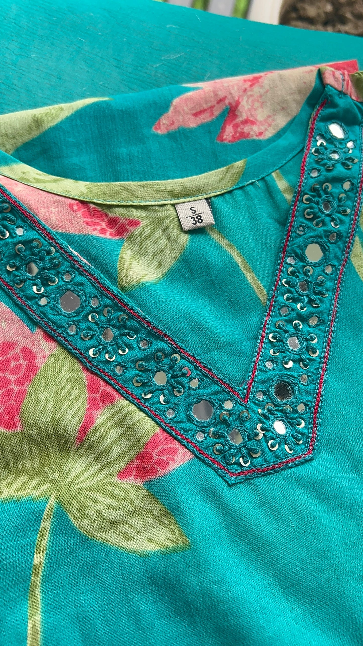 Pure Premium Teal Cotton Kurta Set with Dupatta (38 to 50)