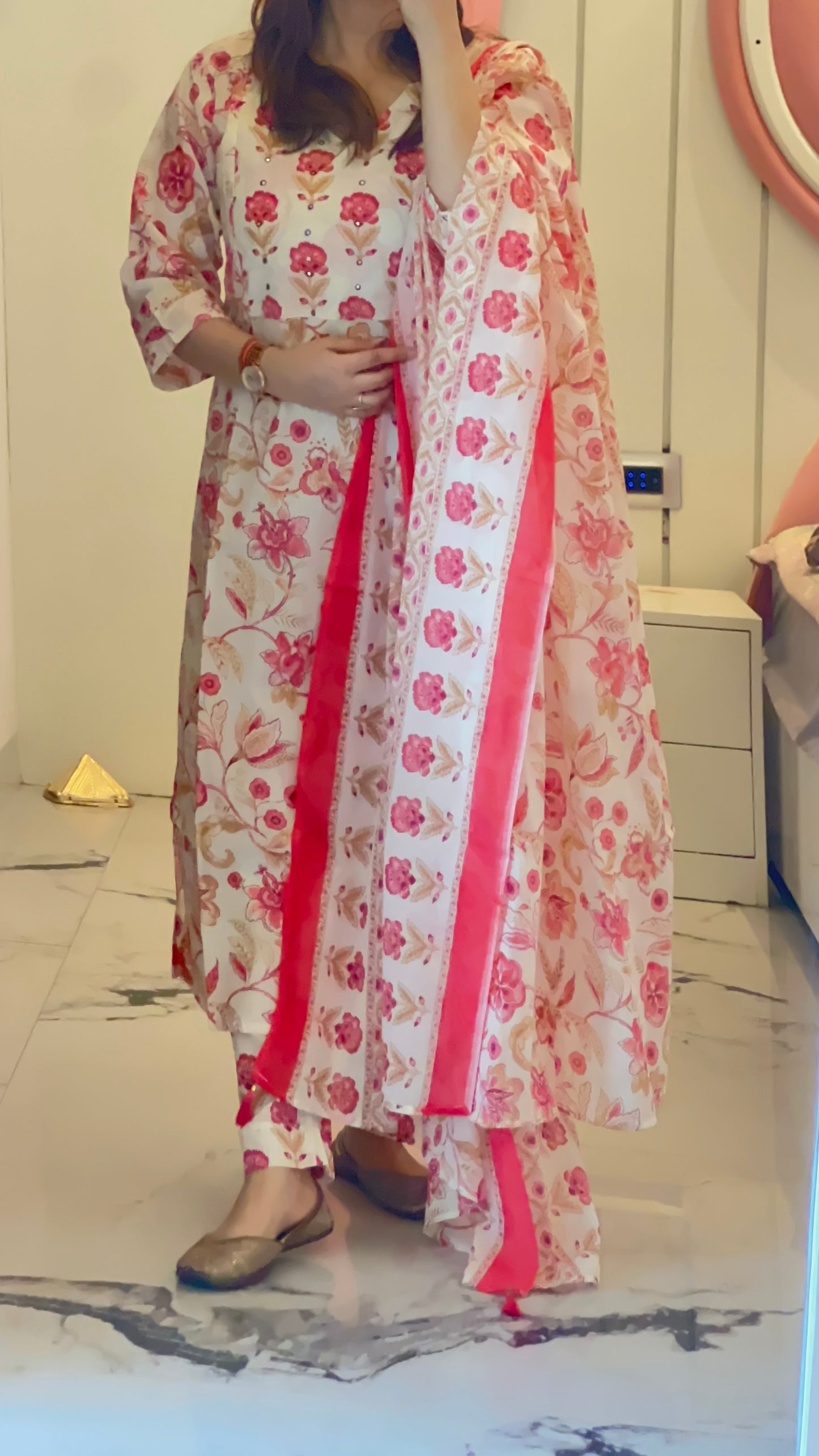 Women Off White Aline Cotton Kurta set with Dupatta | 38 to 52| daily wear