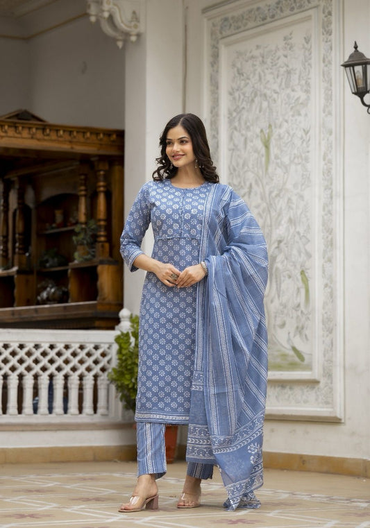 Blue kurta set with dupatta