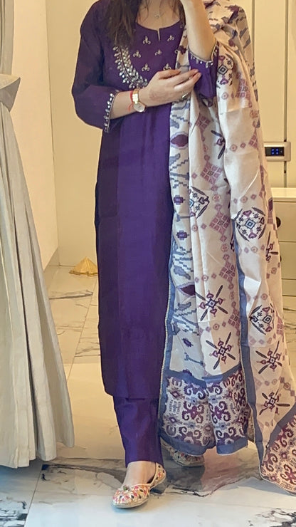 Pure Premium Chanderi silk Kurta Set with Dupatta (38 to 52)