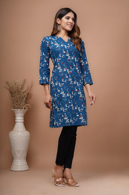 Blue Hand Block Print kurti