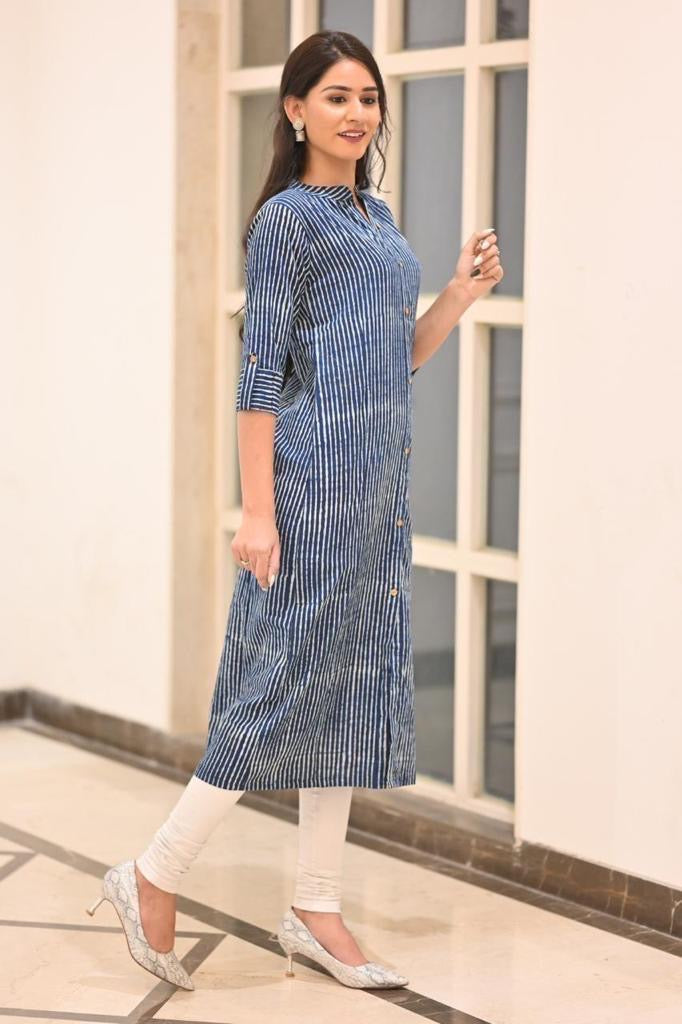 Blue strip long kurti