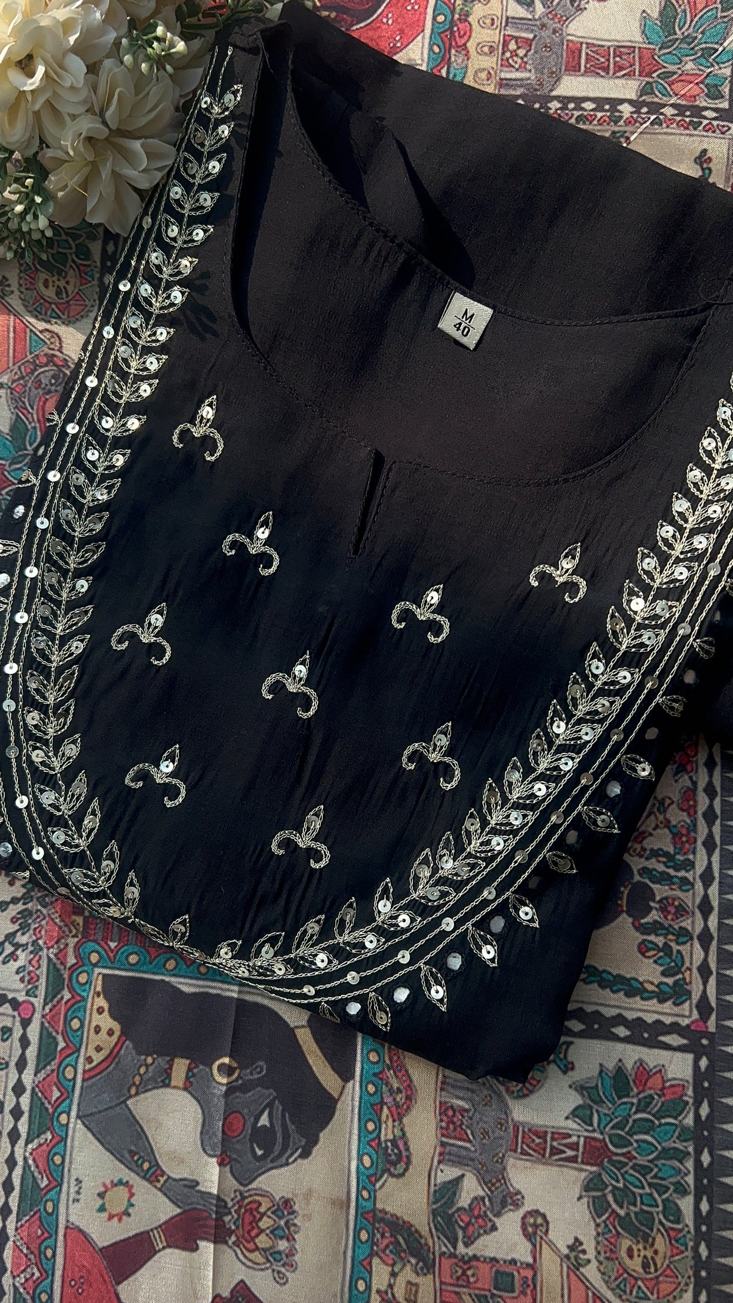 black slub silk kurta set (38 to 52)-vgang