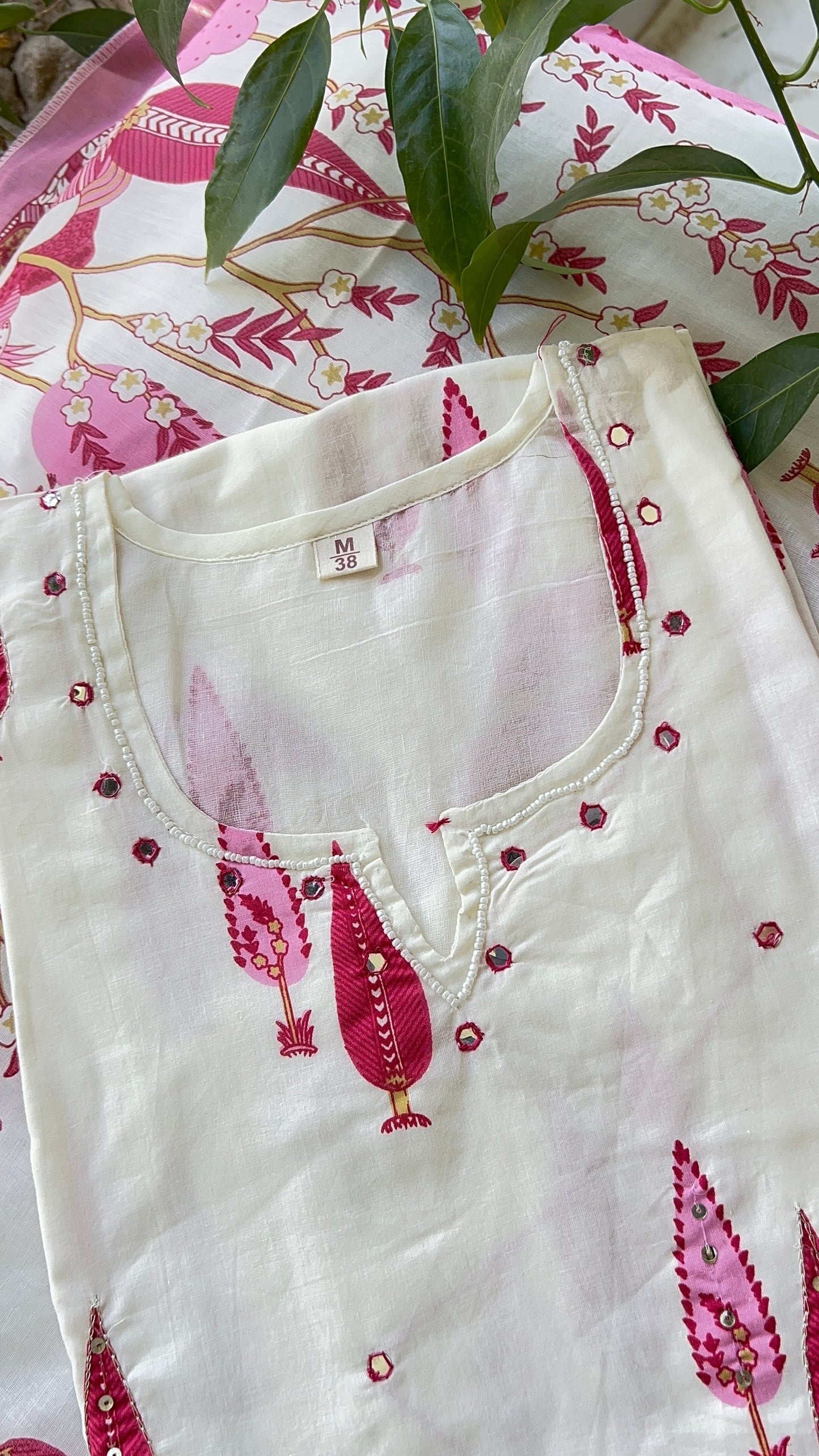 OFF White Cream Cotton Kurta Set with Dupatta (38 to 52)
