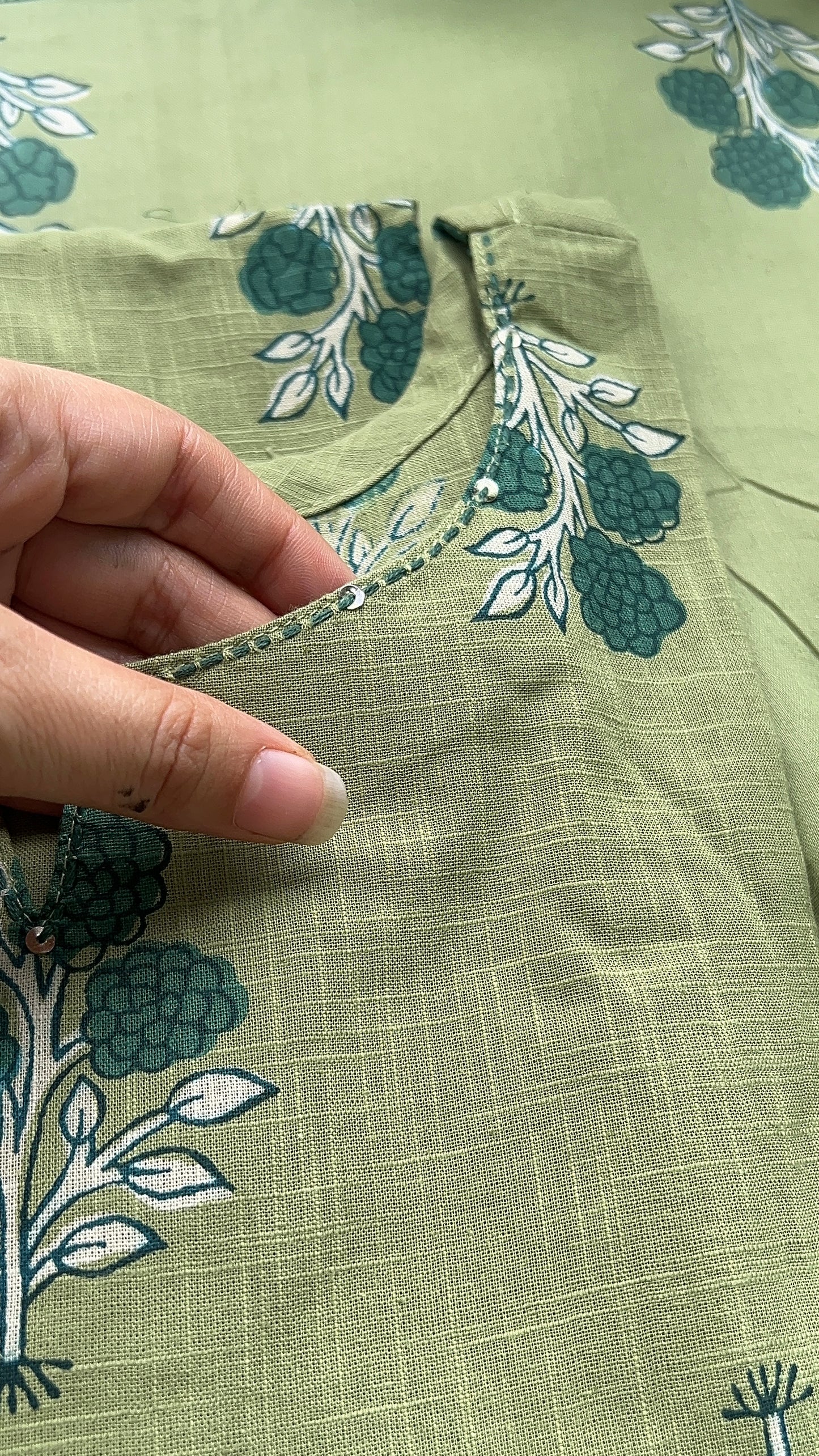 Women’s Pista Green Aline Cotton kurta set with Dupatta (38 to 52)