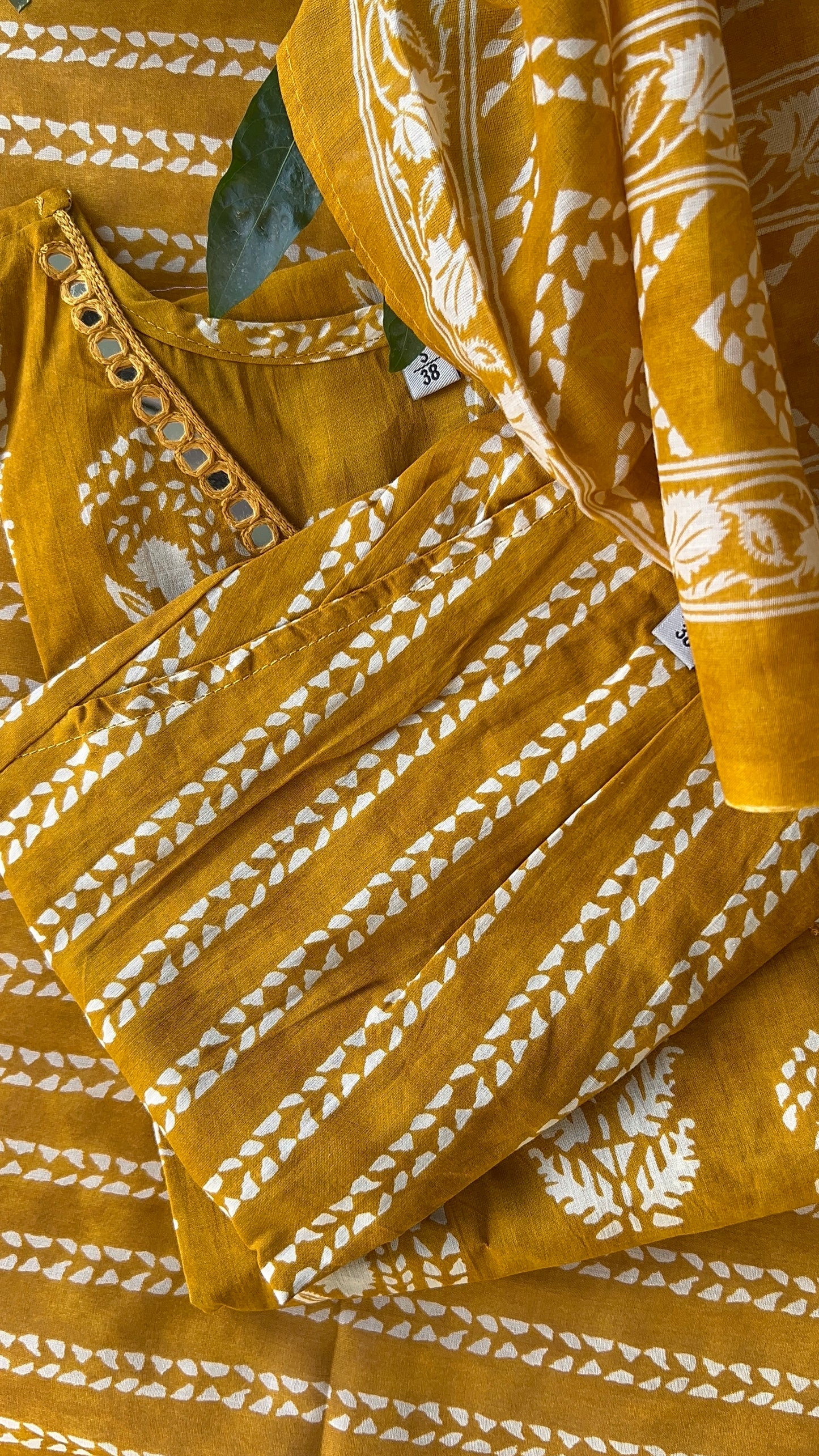 VGANG Mustard yellow cotton kurta set with dupatta (38 to 52)