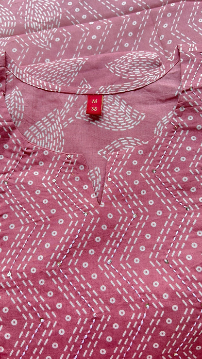 VGANG Onion Pink Cotton Kurta Set with Dupatta (38 to 52)